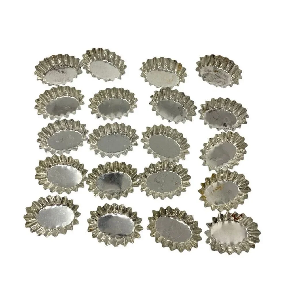 Vintage Sweden Ribbed Fluted Mini Aluminum Tartlet Mold Lot of 42 Various Shapes